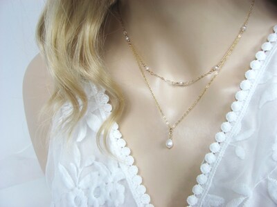 Freshwater Pearl Layered Necklace Set 14K Gold Filled - image2